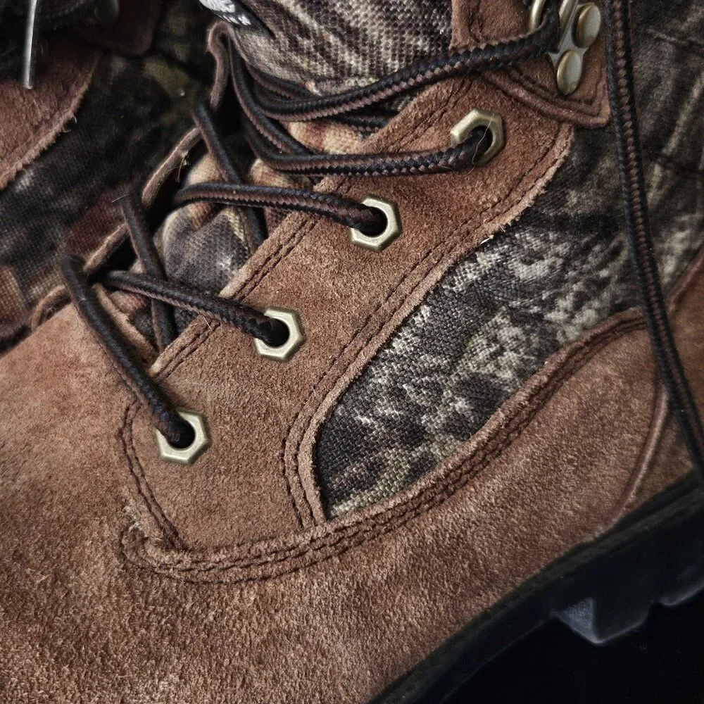Brahma Hunter Hunting Boots Mens Size 9 Brown Suede Camo Thinsulate Lace Up Work